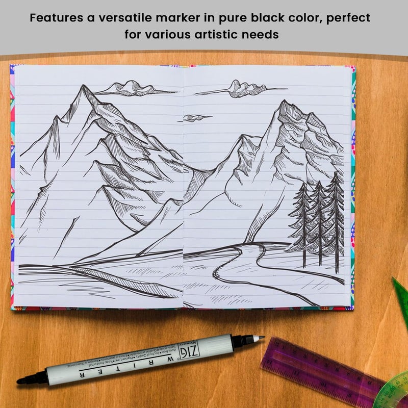 ZIG Memory System Writer Marker 010 Pure Black | Dual-Tip (0.5mm & 1.2mm) for Scrapbooking, Journaling, and Cardmaking | Acid-Free and Fade-Proof Ink - Image 5